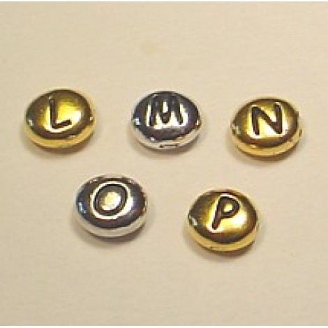 6x7mm "L to P" TierraCast Silver or Gold Letter Beads