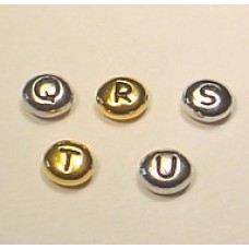 6x7mm "Q to U" TierraCast Silver or Gold Letter Beads