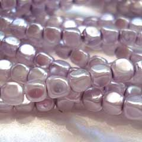 4mm Lilac Pearl Czech Glass Cubes - Pack of 50