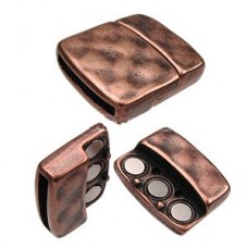 20mm Hammered Ant Copper Magnetic Flat Leather Clasp