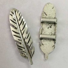 46x13mm (ID10x2mm) Ant Silver Feather Slider for Flat Leather