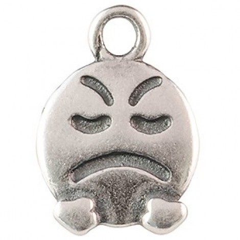 12x9mm JBB Ant Silver Plated Emoticon Charm - Mad - each
