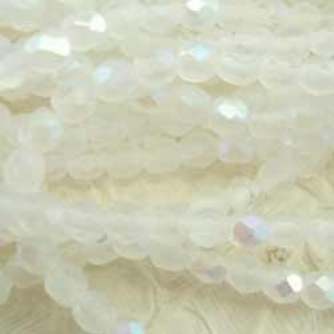 4mm Czech Firepolish Beads - Matte Crystal AB - Pack of 50