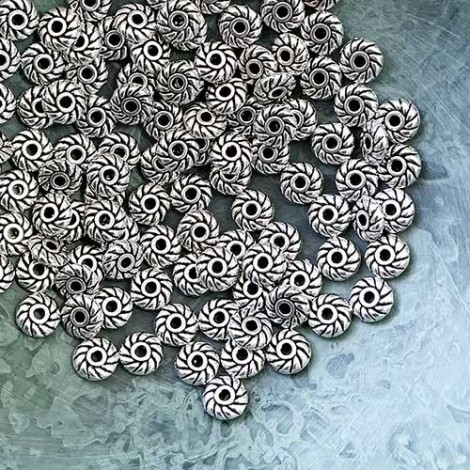 6mm Twisted Edge Ant Silver Tibetan Silver Flat Spacers - Pack of 50