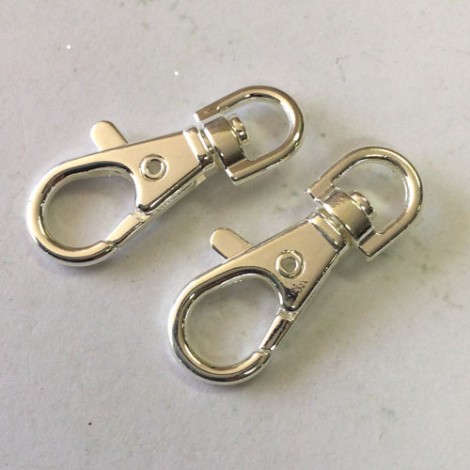 Extra Large 38x14mm High Quality Silver Plated Brass Swivel Clips - Pack of 2 Extra Large 38x14mm High Quality Silver Plated Brass Swivel Clips - Pack of 2