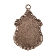 31x20mm Nunn Design Ensign Flat Tags - Double Sided Bezel Pendant Frame - Antique Fine Silver - Each