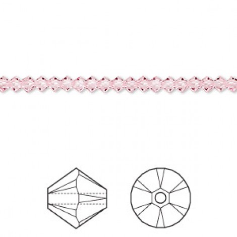 3mm Crystal Passions® Crystal Faceted Bicones - Light Rose