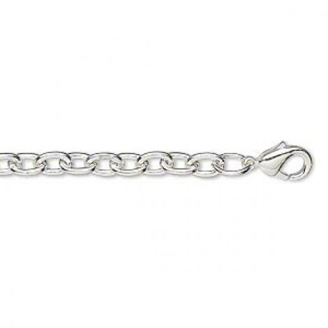 3.5x5mm 24in Heavy Silver Plated Steel Necklace Chains