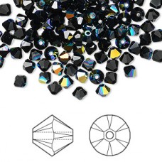 4mm Crystal Passions® Crystal Bicones - Jet AB