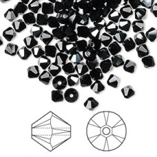 4mm Crystal Passions® Faceted Bicones - Jet Hematite - Pack of 10