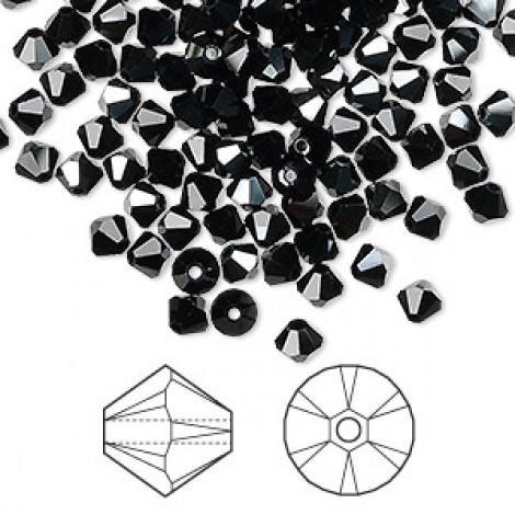 4mm Crystal Passions® Faceted Bicones - Jet Hematite
