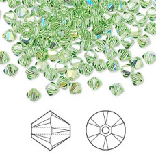 4mm Crystal Passions® 5328 Crystal Bicones - Peridot AB - Pack of 10