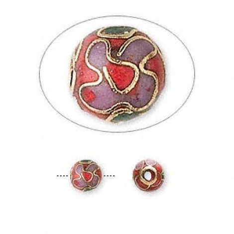 6mm Smooth Red Cloisonne Beads