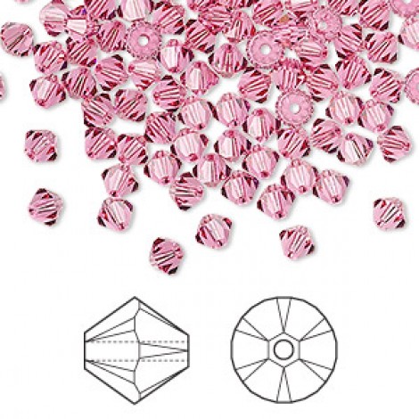 4mm Crystal Passions® Crystal Bicones - Rose