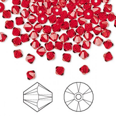 4mm Crystal Passions® Faceted Bicones - Light Siam 