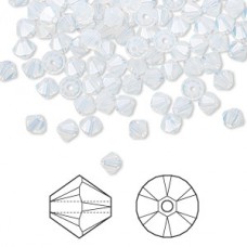 4mm Crystal Passions® 5328 Faceted Bicones - White Opal - Pack of 10