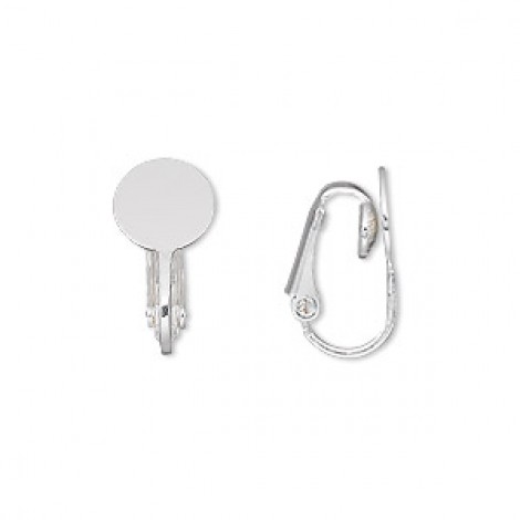18mm Silver Plated Clip-on Earrings with 9mm Glueable Pad