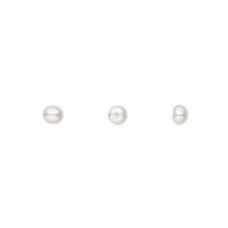 3-3.5mm White Cultured Half Drilled Button Pearls - Pair