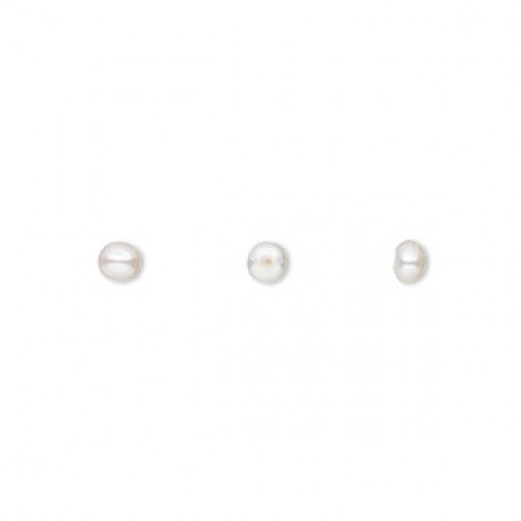 3-3.5mm White Cultured Half Drilled Button Pearls - Pair