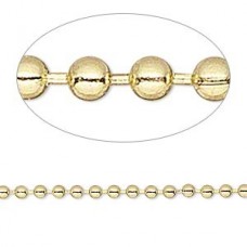 2.4mm Brass Plated Steel Ball Chain - Per Metre
