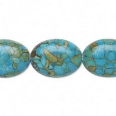 20x15mm Mosaic Turquoise Puffed Oval Beads