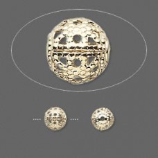 8mm Gold Plated Brass Filigree Round Beads