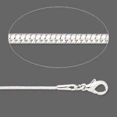 18” (46cm) 1mm Silver Plated Snake Necklace with Extender Chain - Each