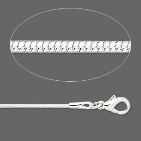 1mm Silver Plated Snake Necklace Chain -18" (46cm) length