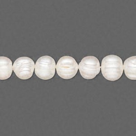 7-8mm B-Grade Semi-Round White Cultured Potato Pearls