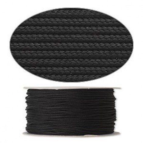 1mm Black Imitation Silk Cord - 100ft spool