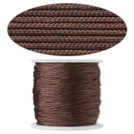 1mm Dark Brown Imitation Silk Cord - 100ft spool