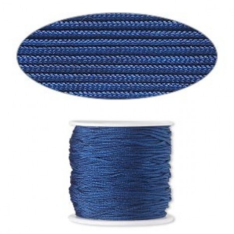 1mm Medium Blue Imitation Silk Cord - 100ft Spool