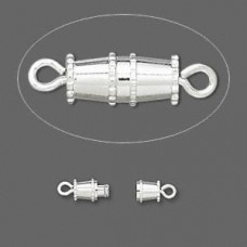 4x8mm Silver Plated Brass Barrel Screw Clasps - Pack of 5