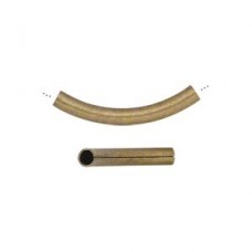 26x3mm Antique Brass Curved Tube Beads - Pack of 10