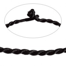 16" 5mm Twist Black Satin Cord Necklaces - Each