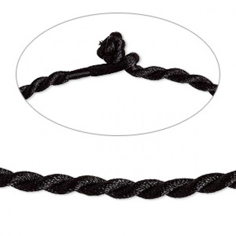 16" 5mm Twist Black Satin Cord Necklaces