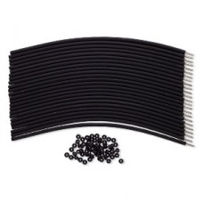 4mm Round Silicone Black Tube Cord Bracelets with Beadstoppers & Connectors - Pack of 24
