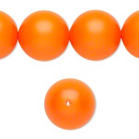 16mm Swarovski 5811 Large Hole Pearls - Neon Orange - Each
