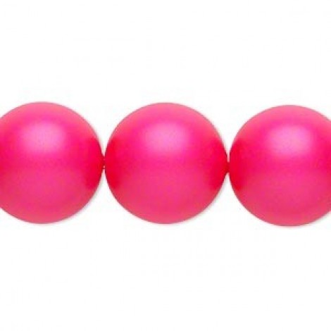 16mm Swarovski 5811 Large Hole Pearls - Neon Pink