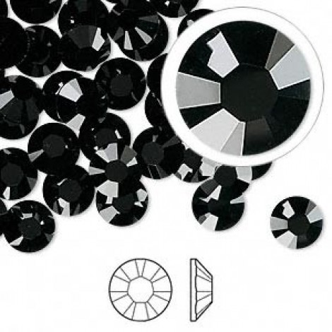7mm SS34 Swarovski 2058 Flatback Crystals - Jet - Pack of 12