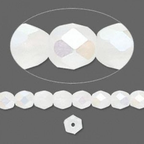 6mm Czech Firepolish Beads - Opal Matte AB - Pack of 20