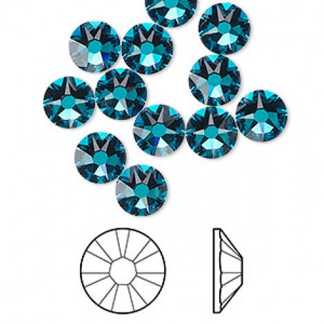 7mm SS34 Crystal Passions® 2058 Flatback Crystals - Blue Zircon - Pack of 12