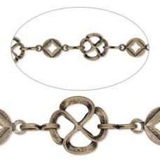 8.5mm Flower w/6mm Round Ant Gold Plated Brass Chain - 5ft (1.5m)