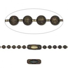 27" (68cm) 2.4mm Ant Brass finished Steel Ball Chain Necklace - Each
