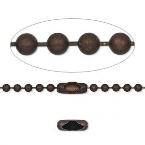 27" (68cm) 2.4mm Ant Copper finished Steel Ball Chain Necklace - Each 27" (68cm) 2.4mm Ant Copper finished Steel Ball Chain Necklace - Each