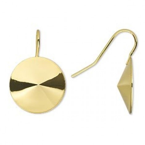 23mm Gold Pl Fishhook Earwires w/18mm Rivoli Settings - Per Pair