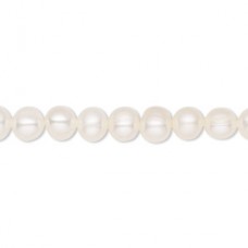 5-7mm White Freshwater Cultured Semi-Round Pearls - 15-16" strand