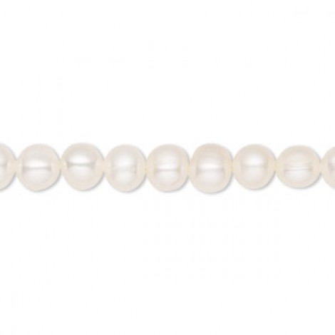 5-7mm White Freshwater Cultured Semi-Round Pearls - 15-16" strand