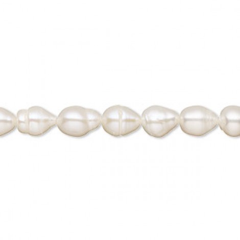 5-5.5mm White Freshwater Cultured Rice Pearls - strand
