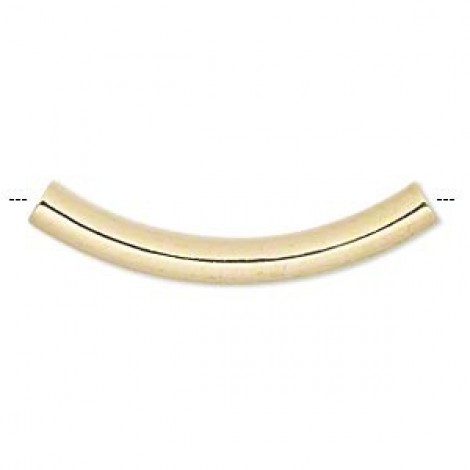 26x3.2mm Gold Plated Curved Tube Beads
